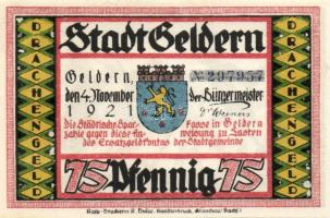 Német Birodalom/Weimari Köztársaság/Geldern 1921. 75Pf (8x) mind klf!, komplett sor T:I,I-