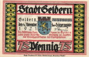 Német Birodalom/Weimari Köztársaság/Geldern 1921. 75Pf (8x) mind klf!, komplett sor T:I,I-