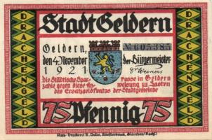Német Birodalom/Weimari Köztársaság/Geldern 1921. 75Pf (8x) mind klf!, komplett sor T:I,I-