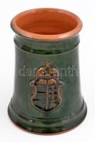 Magyar címeres mázas kerámia korsó 16 cm