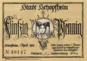 Német Birodalom/Weimari Köztársaság/Schopfheim 1921. 50Pf (6x) mind klf!, komplett sor T:I