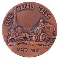 1981. Párizs - Madrid vasútvonal Br emlékplakett (80mm) T:2 1981. Paris - Madrid railway Br commemorative plaque (80mm) C:XF
