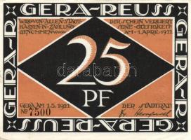 Német Birodalom/Weimari Köztársaság/Gera 1921. 25Pf, 50Pf, 1M, 2M, teljes sor! T:I,I- Összesen 4klf db!