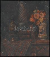 Jelzés nélkül: Asztali csendélet, olaj, karton, 28×24,5 cm