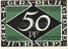 Német Birodalom/Weimari Köztársaság/Gera 1921. 25Pf, 50Pf, 1M, 2M, teljes sor! T:I,I- Összesen 4klf ...