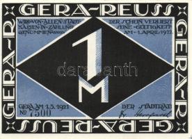 Német Birodalom/Weimari Köztársaság/Gera 1921. 25Pf, 50Pf, 1M, 2M, teljes sor! T:I,I- Összesen 4klf ...