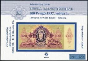 2006 Ritka bankjegyek 100P hátoldal emlék képeslap