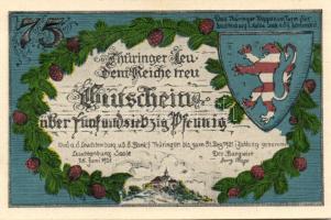 Német Birodalom/Weimari Köztársaság/Kahla Leuchtenburg 1921. 50Pf (6x klf), 75Pf (6x klf), teljes so...