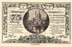 Német Birodalom/Weimari Köztársaság/Kahla Leuchtenburg 1921. 50Pf (6x klf), 75Pf (6x klf), teljes so...