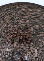 Dekoratív fújt nagy tál, anyagában színezett, két rétegű, jelzés nélkül, hibátlan, fa tartóval, d: 3...