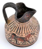 Etruszk festett kerámia kiöntő, múzeumi replika, kopott, m: 11,5 cm