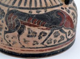 Etruszk festett kerámia kiöntő, múzeumi replika, kopott, m: 11,5 cm