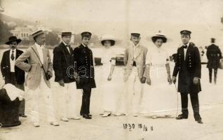 1911 Abbazia, Opatija; úri társaság az Erzh. Friedrich gőzös tisztjeivel / gentlemen with the crew of SS Erzh. Friedrich. Photo-Manufaktur E. Jelussich (EK)
