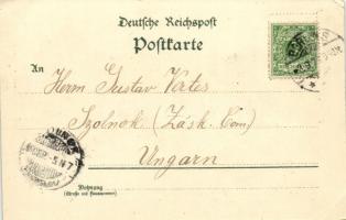 1898 Berlin, Königl. Schloss, Begas Brunnen / castle, fountain. Art Nouveau, floral, litho (EK)