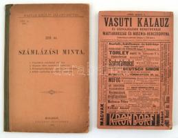 1903 Vasuti Kalauz és gőzhajózások menetrendje. Magyarország és Bosznia-Hercegovina. 208 p + 1 kihajtható térképpel. Fűzve, kiadói borítékban. + hozzá: 1894 M. kir Államvasutak számlázási minta.
