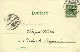 1899 Berlin, Friedrichstrasse, Reichspostamt / street view, tram, post office. Kunstanstalt Finkenra...