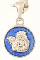 Ezüst(Ag) zománcozott angyal medál, jelzett, d: 1,5 cm, bruttó: 1,8 g