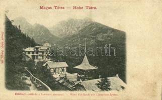 Tátra, Vysoké Tatry; Kohlbach szálloda a lomniczi csúccsal / hotel and Lomnicky stít