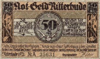 Német Birodalom/Weimari Köztársaság/Ritterhude 1921. 25Pf, 50Pf, 75Pf, 3klf db, teljes sor! T:I