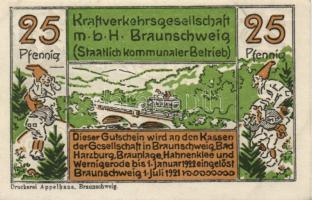 Német Birodalom/Weimari Köztársaság/Braunschweig 1921. 25Pf, 75Pf, 1,6M, 3klf db, teljes sor! T:I