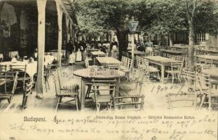 1904 Budapest II. Hűvösvölgy, Balázs Vendéglő kerthelyisége, pincérek (Rb)
