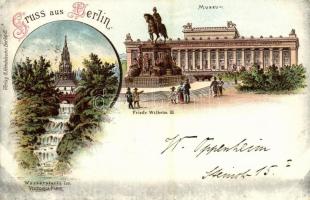 1898 Berlin, Museum, Friedr. Wilhelm III, Wasserturtz im Victoria Park. Verlag G. Hendelsohn Art Nouveau, litho (EK)