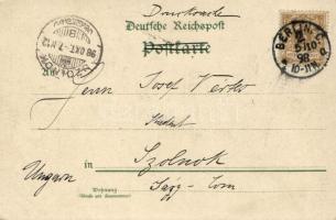 1898 Berlin, Kaiser-Wilhelm-Brücke. Kunstanstalt R. Kettner & Co. Art Nouveau, litho