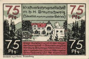 Német Birodalom/Weimari Köztársaság/Braunschweig 1921. 25Pf, 75Pf, 1,6M, 3klf db, teljes sor! T:I