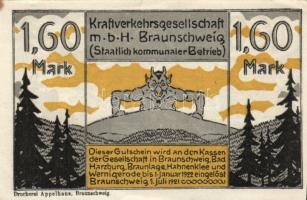 Német Birodalom/Weimari Köztársaság/Braunschweig 1921. 25Pf, 75Pf, 1,6M, 3klf db, teljes sor! T:I