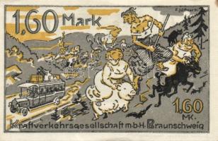 Német Birodalom/Weimari Köztársaság/Braunschweig 1921. 25Pf, 75Pf, 1,6M, 3klf db, teljes sor! T:I