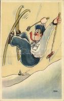 Winter sport art postcard. Skiing. Cecami n. 1010.