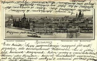 1903 Budapest, panoráma a Lánchíddal. Art Nouveau, litho (EK)