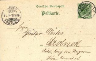 1898 Hamburg, Schnelldampfer "Normannia", Catharinenfleet. Kunstverlag Röpke & Woortma...