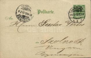 1899 Hamburg, Der Hafen / port, harbor, sailing vessels. Kunsverlagsanstalt Röpke & Woortman Tra...