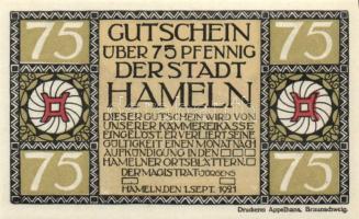 Német Birodalom/Weimari Köztársaság/Hameln 1921. 75Pf (6x) mind klf db, teljes sor! T:I