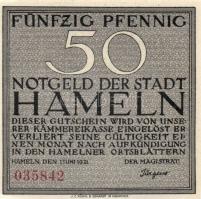 Német Birodalom/Weimari Köztársaság/Hameln 1921. 25Pf, 50Pf, 75Pf, 1M, 4 klf db, teljes sor! T:I,I-