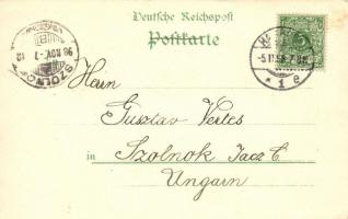 1898 Hamburg, Alsterarkaden u. Reegendammbrücke, Neues Rathaus, Kriegerdenkmal, Helgoländer / bridge...