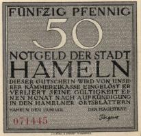 Német Birodalom/Weimari Köztársaság/Hameln 1921. 25Pf, 50Pf, 75Pf, 1M, 4 klf db, teljes sor! T:I,I-