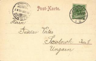 1898 Hamburg, Alter Jungfernstieg / port, Café Continental, Hotel S. Petersburg (tiny tear)