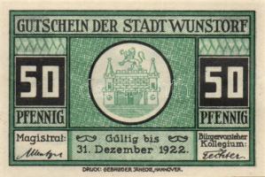 Német Birodalom/Weimari Köztársaság/Wurzbach 1922. 5Pf, 10Pf, 25Pf, 50Pf, 75Pf, 5 klf db, teljes sor...