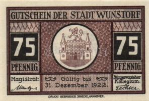 Német Birodalom/Weimari Köztársaság/Wurzbach 1922. 5Pf, 10Pf, 25Pf, 50Pf, 75Pf, 5 klf db, teljes sor...