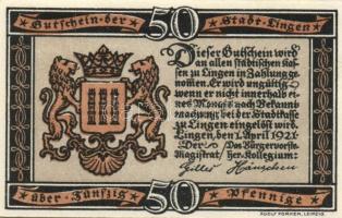 Német Birodalom/Weimari Köztársaság/Lingen DN(1921) 10Pf, 25Pf, 50Pf, 3 klf db, teljes sor! T:I