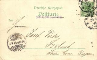 1898 Altona (Hamburg), Post, Fischereihafen und Auctionshalle, Neuer Bahnhof / post office, fishing ...