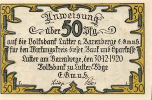 Német Birodalom/Weimari Köztársaság/Lutter am Barenberge 1920. 10Pf, 25Pf, 50Pf, 3 klf db, teljes so...