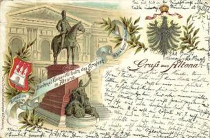 1900 Altona (Hamburg), Denkmal Kaiser Wilhelm des Grossen / monument, coat of arms. Lith. u. Druck von Leo Kempner & Co. Art Nouveau, floral, litho (EK)