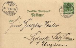 1899 Magdeburg, Breite Weg und Hasselbachbrunnen, Friedrich-Wilhelmsgarten, Hauptbahnhof, Dom / stre...