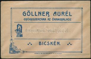 cca 1900 Bocske Göllner Aurél gyógyszertára az Őrangyalhoz receptboríték, tartalommal