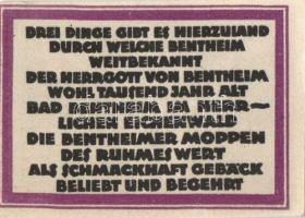 Német Birodalom/Weimari Köztársaság/Bentheim 1921. 10Pf, 25Pf, 50Pf, 1M, 4 klf db, teljes sor! T:I