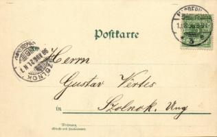 1898 Magdeburg, Wilhelmstrasse mit Ulrichskirche / street view, tram, church