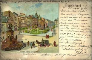 1900 Frankfurt am Main, Gutenberg Denkmal, Goetheplatz / monument, litho